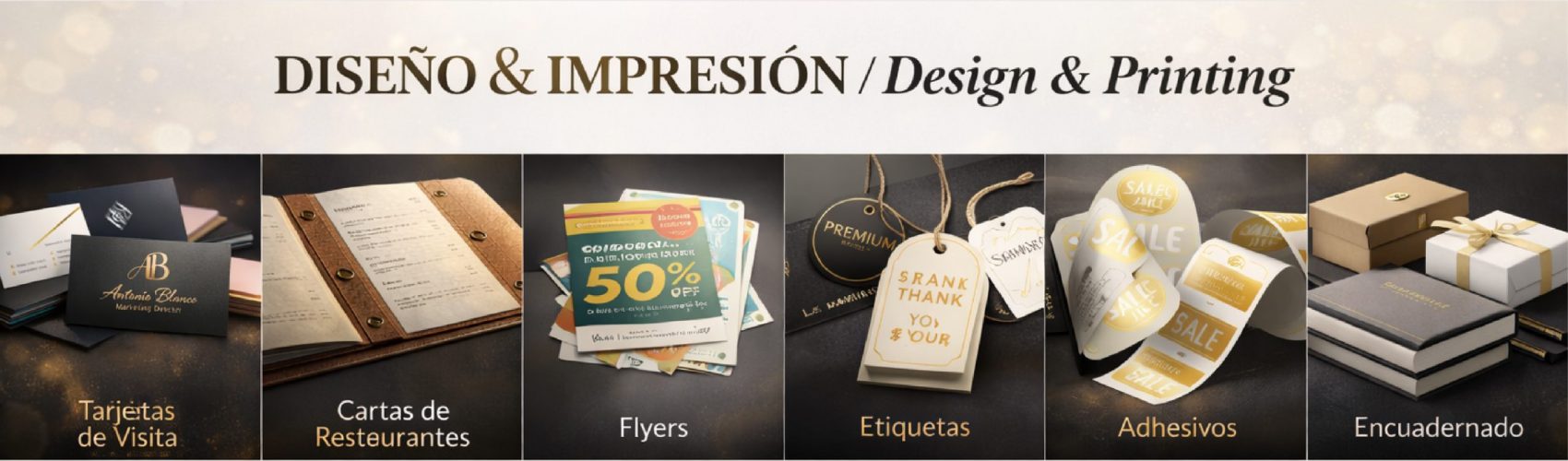 Imprenta, tarjetas de visita, cartas de restaurantes, flyers, etiquetas adhesivas en Xàbia / Jávea